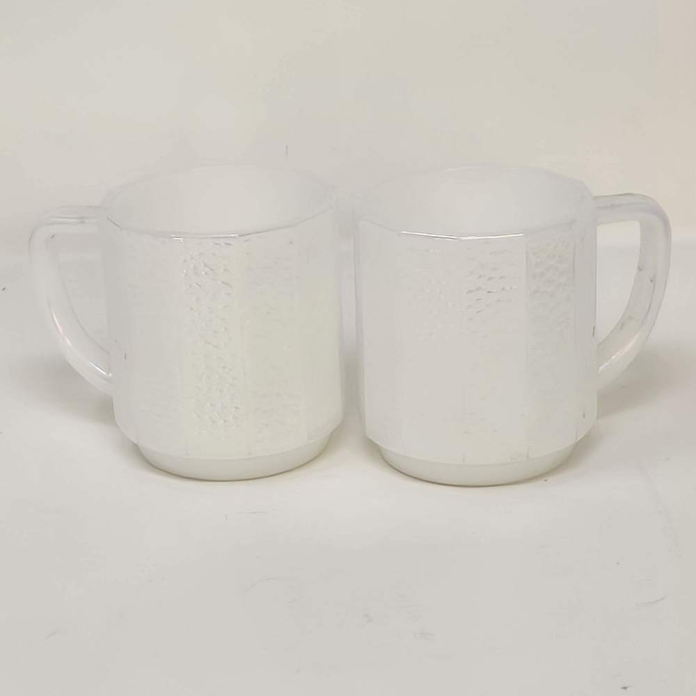 Vintage federal glass moonglow iridescent opalescent carnival coffee cups set of